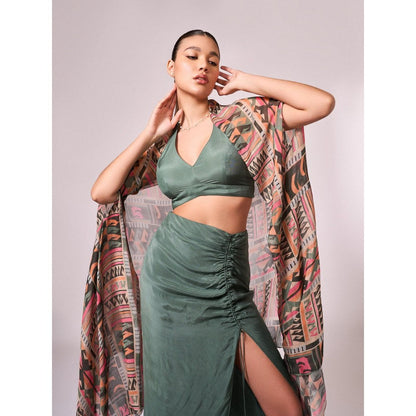 KOSWI Women Multi-Color Chinon Geometric Capes