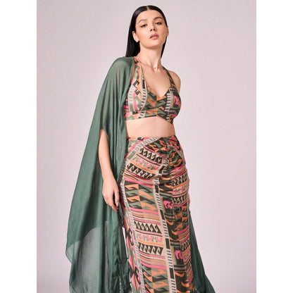 KOSWI Women Green Chinon Plain Capes
