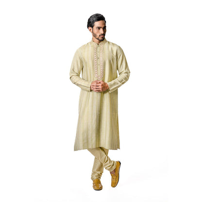 Krishna Mehta Green Hand Block Printed Kurta (Set of 2)