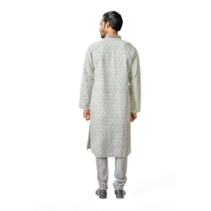 Krishna Mehta Sky Blue Hand Embroidered Kurta (Set of 2)