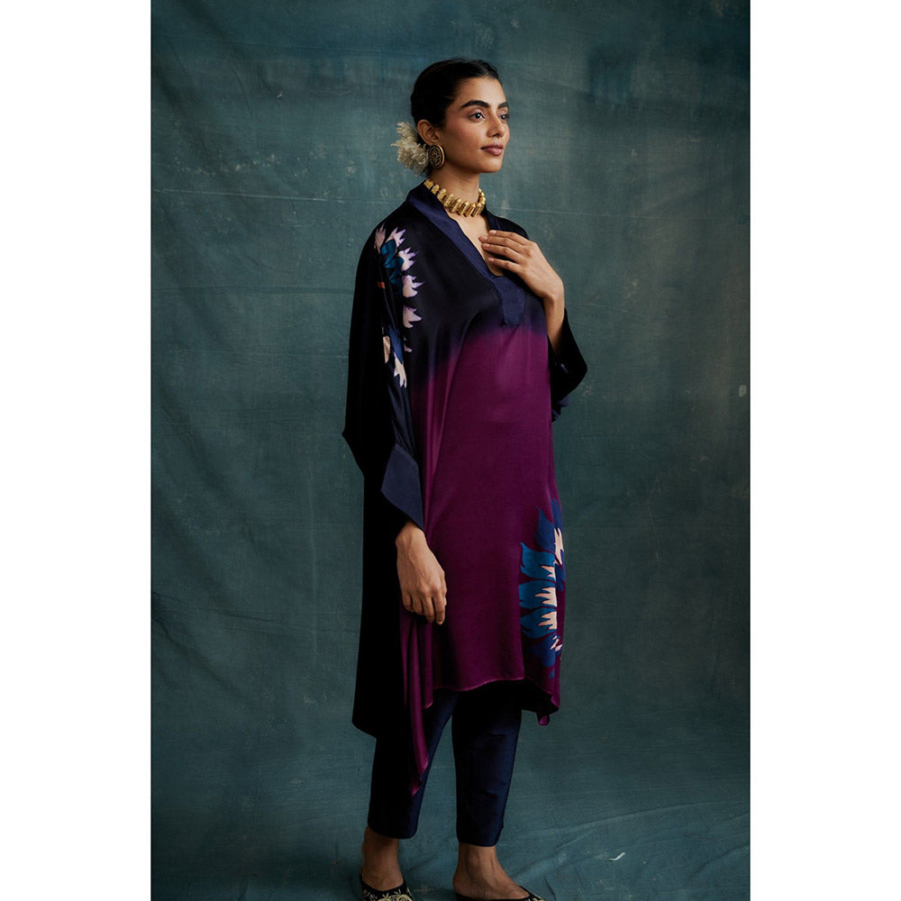 Krishna Mehta Multicolor Shaded Colorblock Kaftan and Pant (Set of 2)