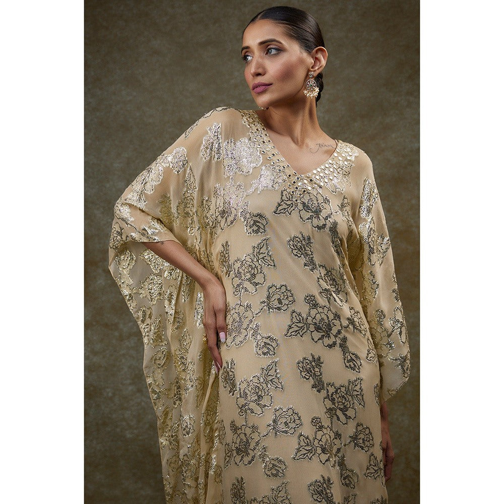 Kriti Bapna Beige Shaded Kaftan Dress with Inner (Set of 2)