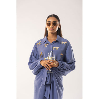 Kriti Bapna Blue Animal Motif Co-Ord (Set of 2)