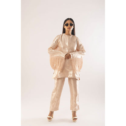 Kriti Bapna Pink Fringe Solid Co-Ord (Set of 2)