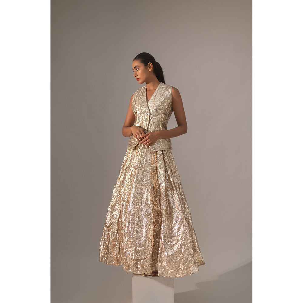 Kriti Bapna Gota Embellished Waist Coat And Skirt (Set of 2)