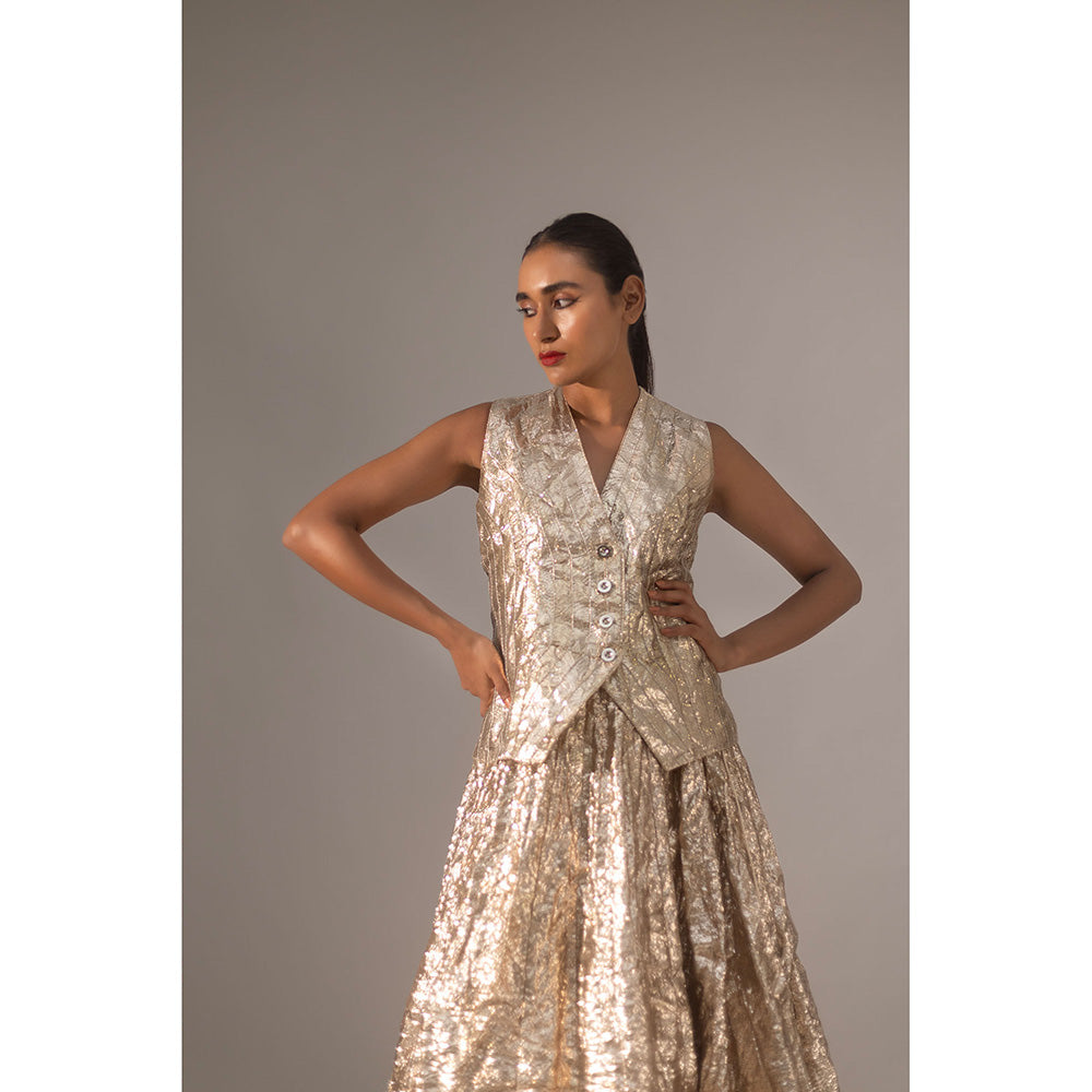 Kriti Bapna Gota Embellished Waist Coat And Skirt (Set of 2)