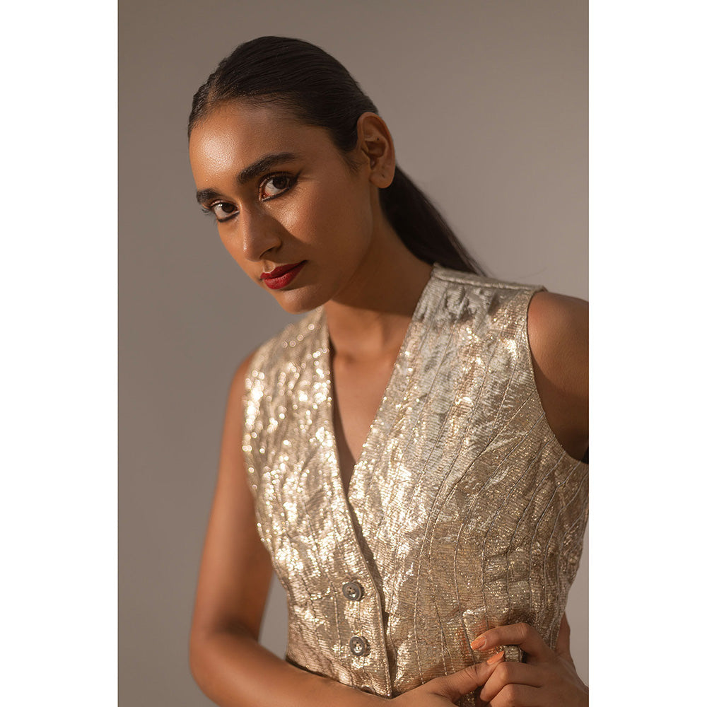 Kriti Bapna Gota Embellished Waist Coat And Skirt (Set of 2)