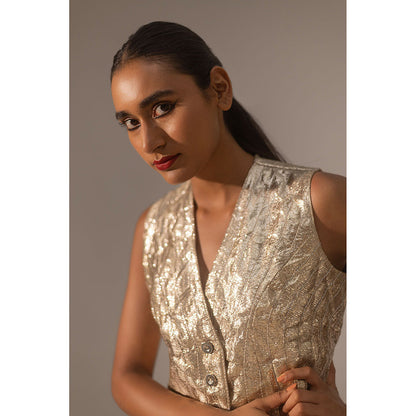 Kriti Bapna Gota Embellished Waist Coat And Skirt (Set of 2)
