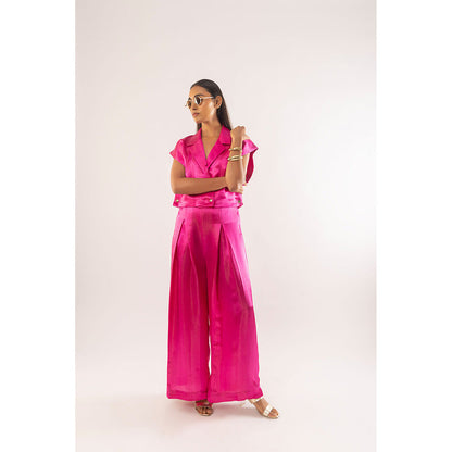 Kriti Bapna Pink Satin Silk Solid Co-Ord (Set of 2)