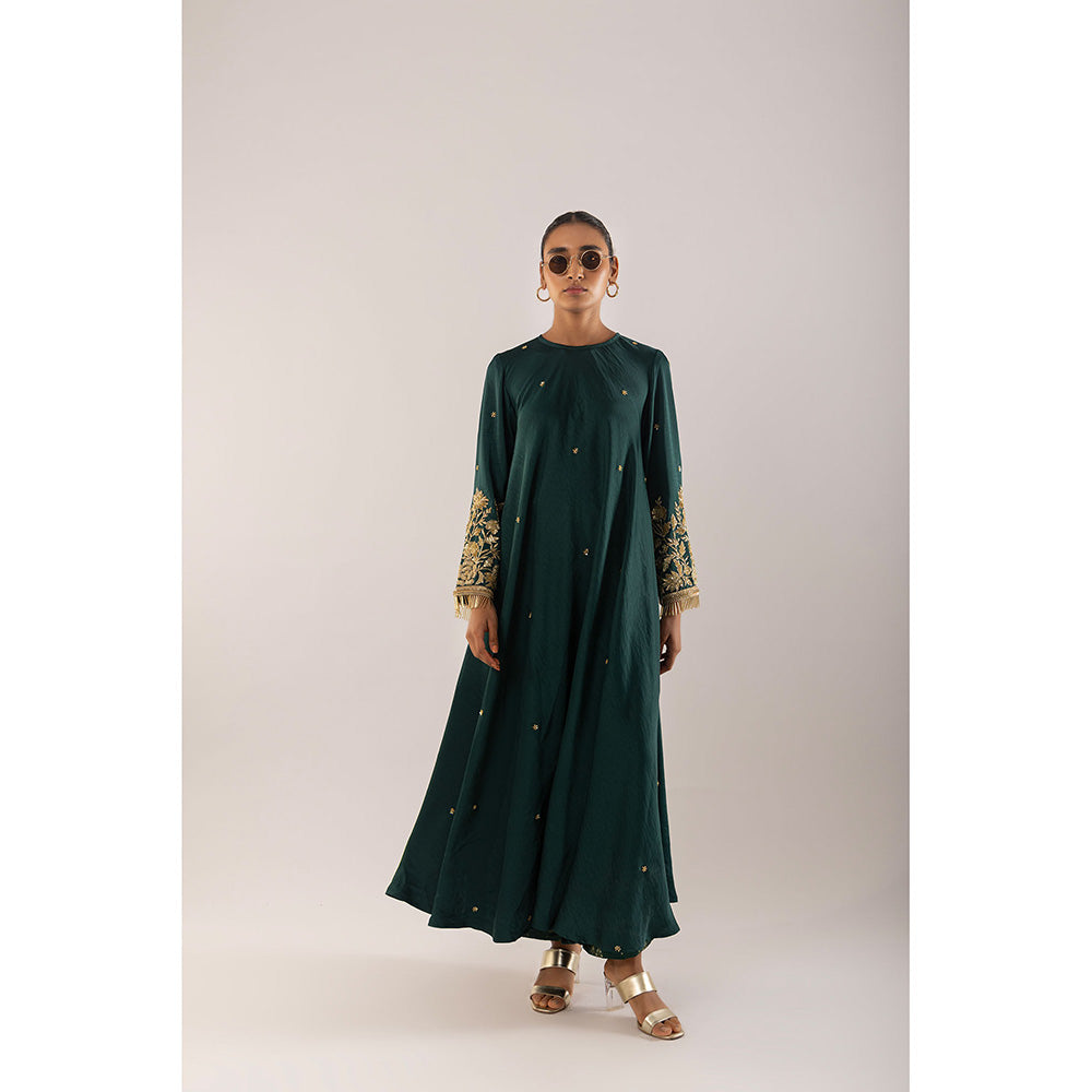 Kriti Bapna Green Zari Faired Kurta And Pant (Set of 2)