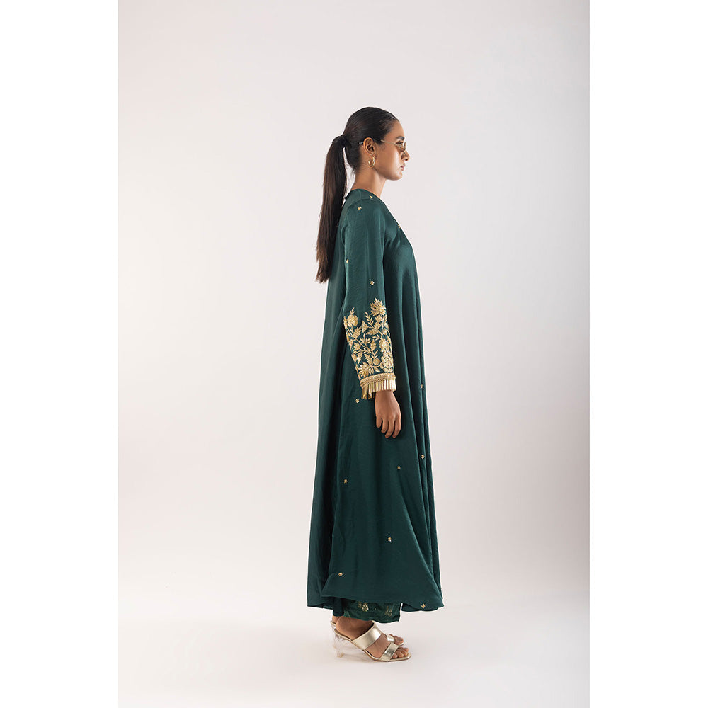 Kriti Bapna Green Zari Faired Kurta And Pant (Set of 2)