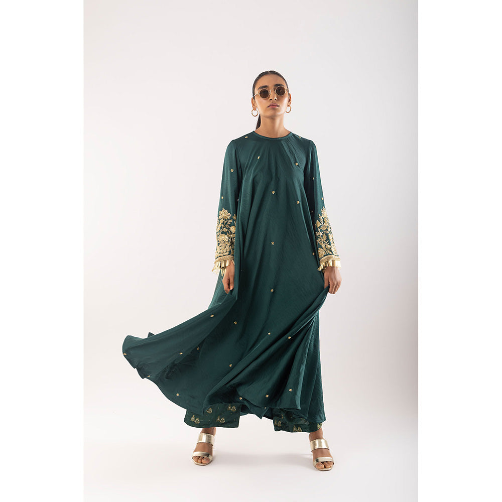Kriti Bapna Green Zari Faired Kurta And Pant (Set of 2)
