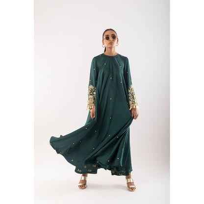 Kriti Bapna Green Zari Faired Kurta And Pant (Set of 2)
