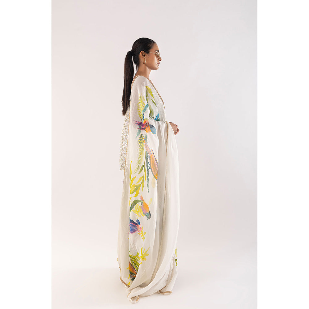 Kriti Bapna White Mirror Top with Palazzo and Dupatta (Set of 3)