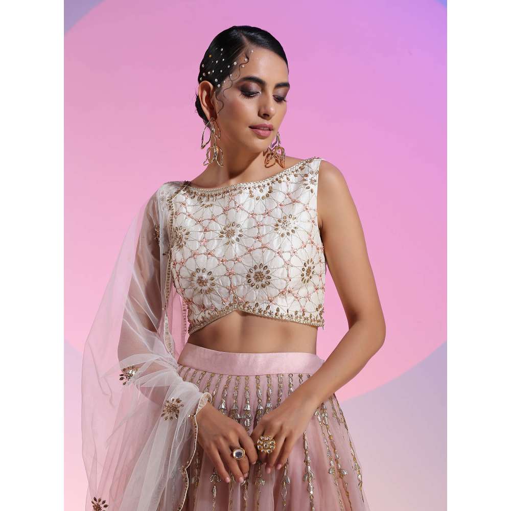 Kudi Pataka Designs Hansika Pink Classic Lehenga With Choli & Dupatta (Set of 3)