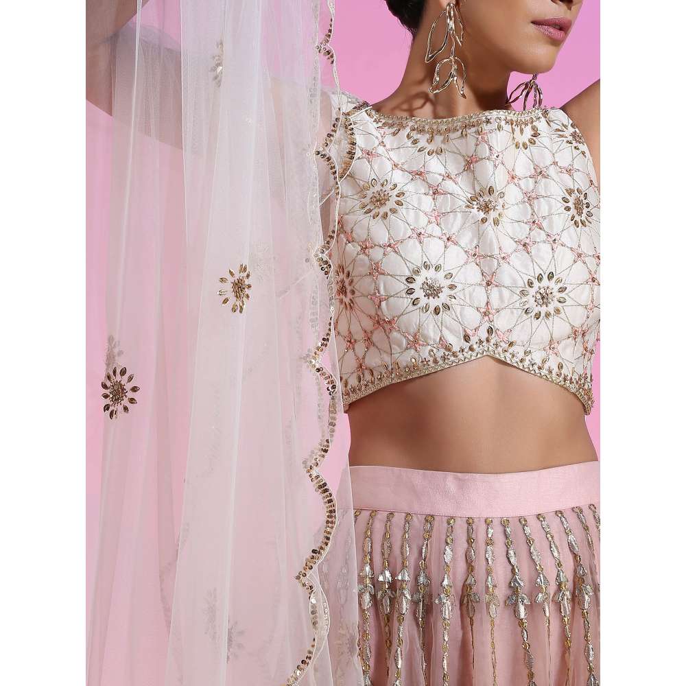 Kudi Pataka Designs Hansika Pink Classic Lehenga With Choli & Dupatta (Set of 3)