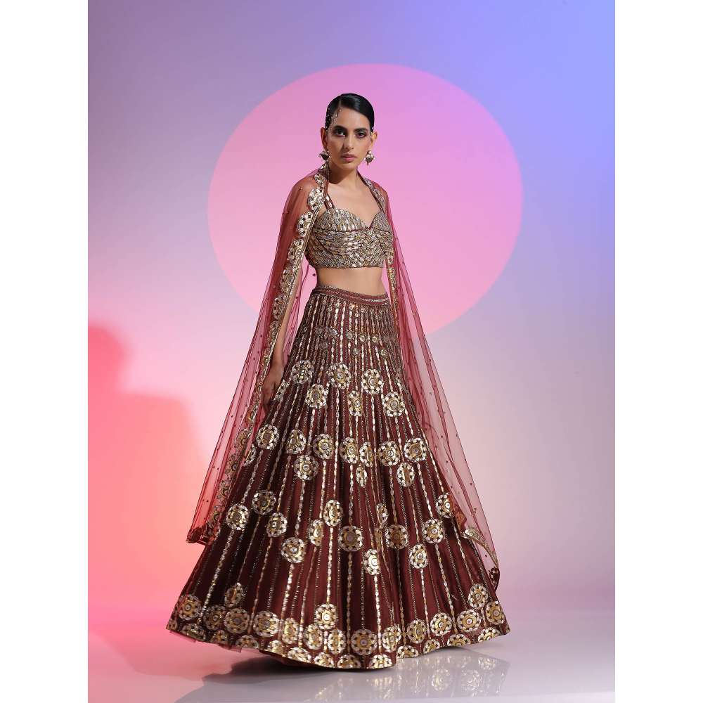 Kudi Pataka Designs Oorja Brown Lehenga With Choli & Dupatta (Set of 3)