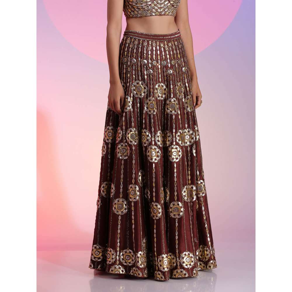 Kudi Pataka Designs Oorja Brown Lehenga With Choli & Dupatta (Set of 3)