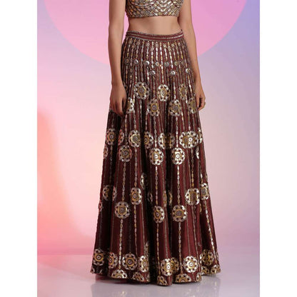 Kudi Pataka Designs Oorja Brown Lehenga With Choli & Dupatta (Set of 3)