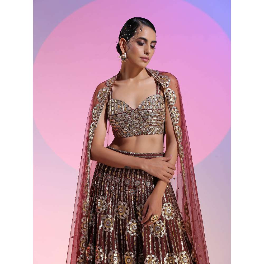 Kudi Pataka Designs Oorja Brown Lehenga With Choli & Dupatta (Set of 3)