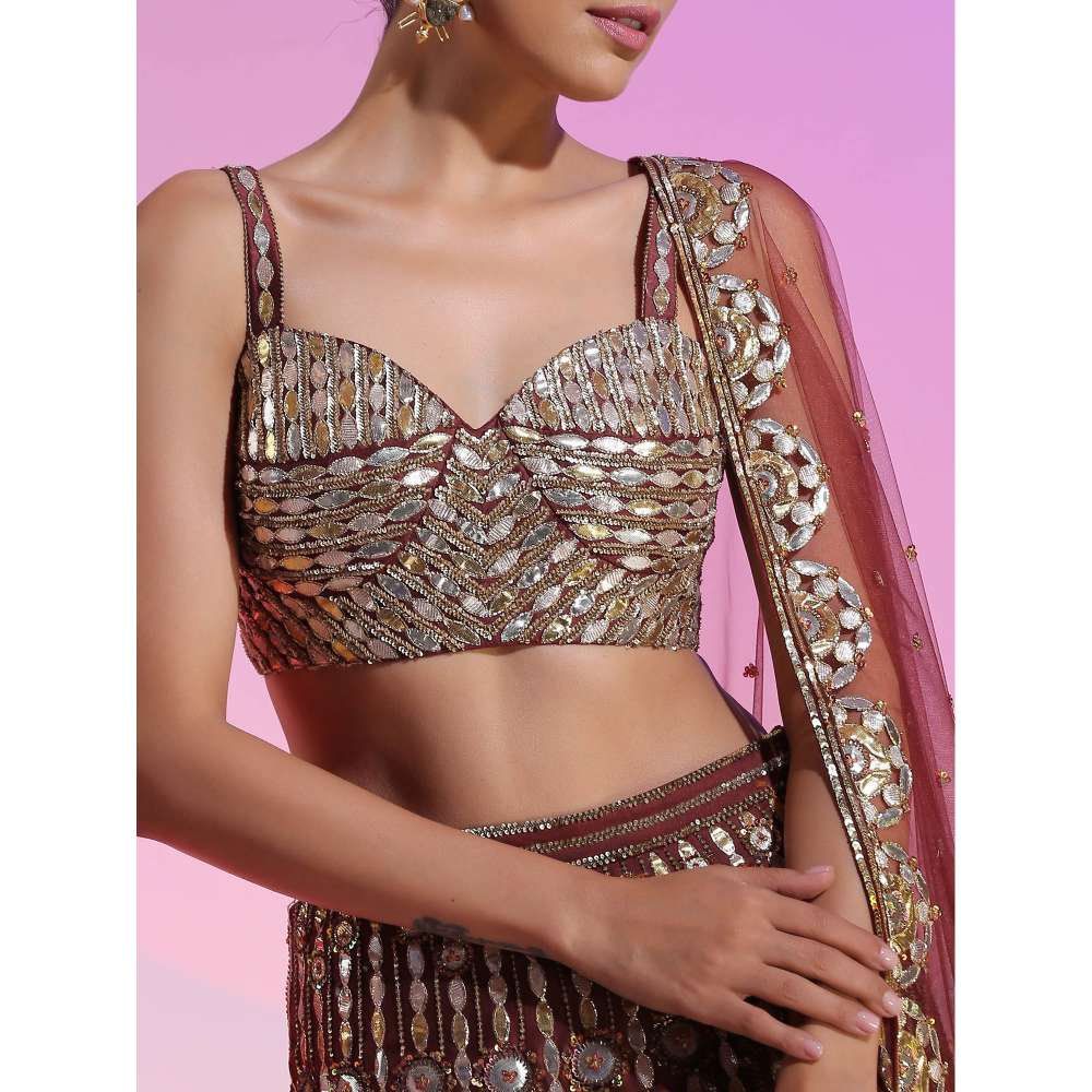 Kudi Pataka Designs Oorja Brown Lehenga With Choli & Dupatta (Set of 3)