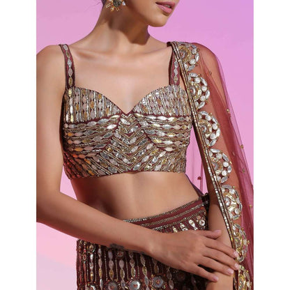 Kudi Pataka Designs Oorja Brown Lehenga With Choli & Dupatta (Set of 3)