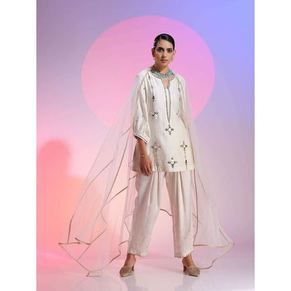 Kudi Pataka Designs Elin White Kurta With Pant & Dupatta (Set of 3)