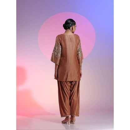 Kudi Pataka Designs Aaina Brown Salwar With Kurti & Dupatta (Set of 3)