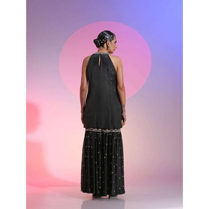 Kudi Pataka Designs Aziza Black Kurti With Sharara & Dupatta (Set of 3)