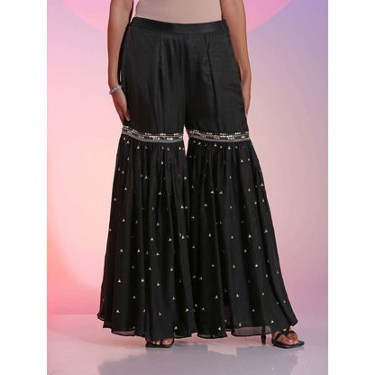 Kudi Pataka Designs Aziza Black Kurti With Sharara & Dupatta (Set of 3)