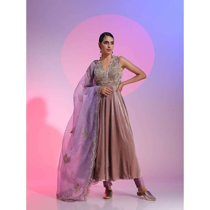 Kudi Pataka Designs Mari Lavender Anarkali Kurta With Pant & Dupatta (Set of 3)