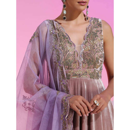 Kudi Pataka Designs Mari Lavender Anarkali Kurta With Pant & Dupatta (Set of 3)