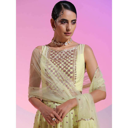 Kudi Pataka Designs Ella-ye Yellow Fusion Lehenga With Choli & Dupatta (Set of 3)