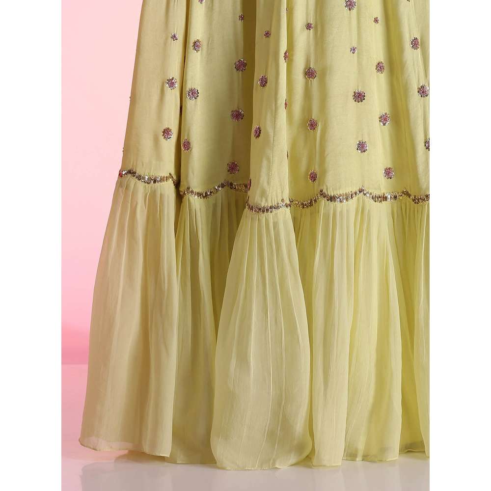 Kudi Pataka Designs Ella-ye Yellow Fusion Lehenga With Choli & Dupatta (Set of 3)