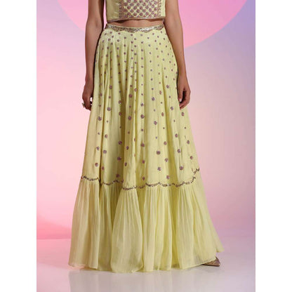 Kudi Pataka Designs Ella-ye Yellow Fusion Lehenga With Choli & Dupatta (Set of 3)