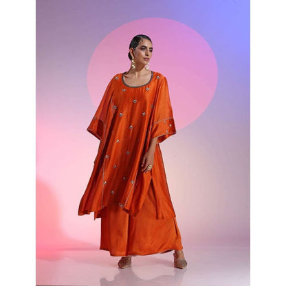Kudi Pataka Designs Nadia Orange Kurta With Palazzo & Dupatta (Set of 3)