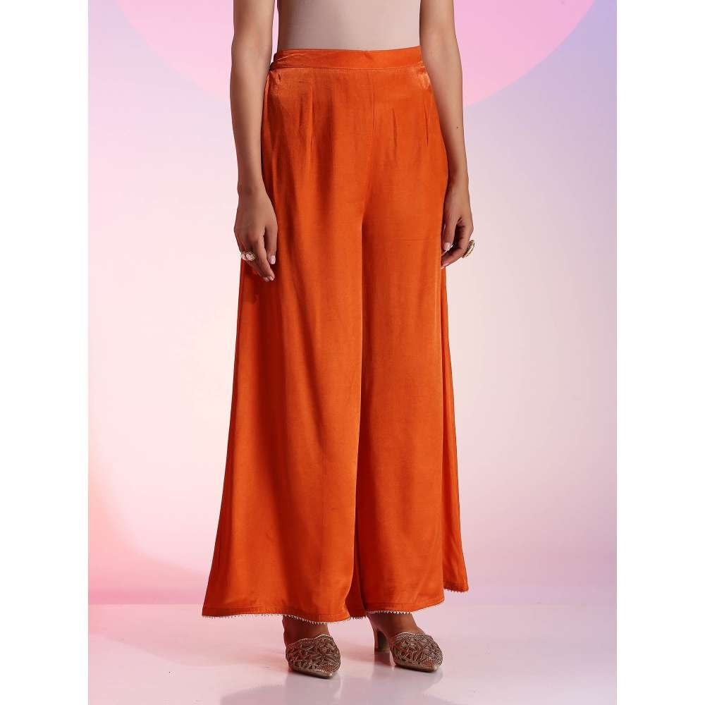 Kudi Pataka Designs Nadia Orange Kurta With Palazzo & Dupatta (Set of 3)