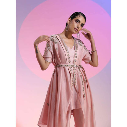 Kudi Pataka Designs Bella Sequin Pink Co-Ord (Set of 4)