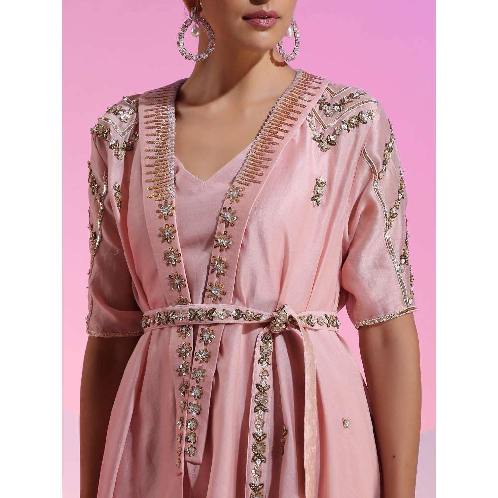 Kudi Pataka Designs Bella Sequin Pink Co-Ord (Set of 4)