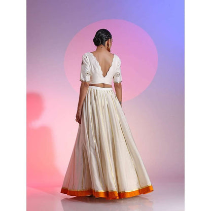 Kudi Pataka Designs Karma Off White Classic Lehenga With Choli & Dupatta (Set of 3)
