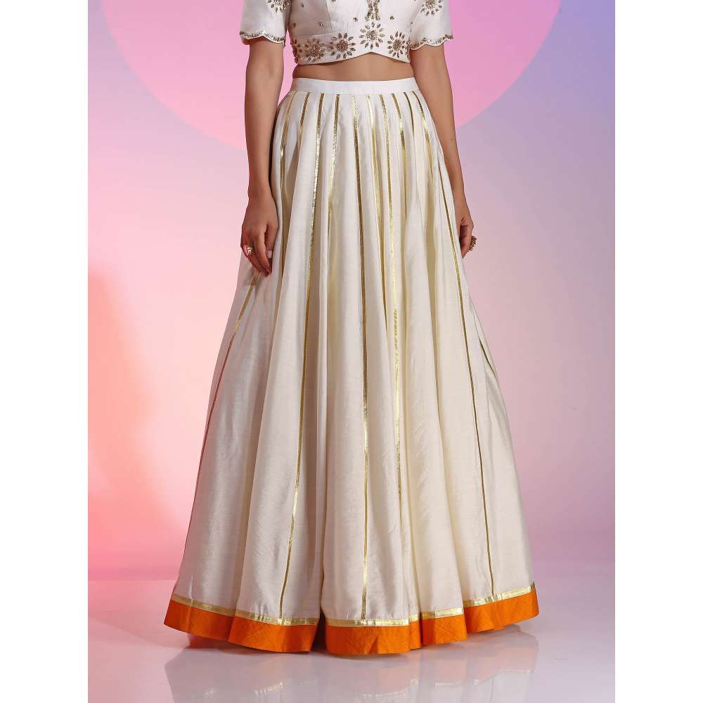 Kudi Pataka Designs Karma Off White Classic Lehenga With Choli & Dupatta (Set of 3)