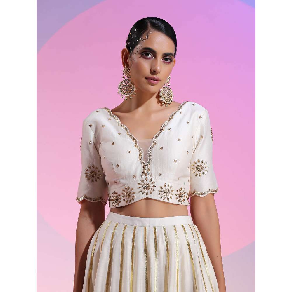 Kudi Pataka Designs Karma Off White Classic Lehenga With Choli & Dupatta (Set of 3)