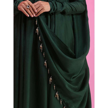 Kudi Pataka Designs Kritee-dg Green Anarkali Kurta Slip With Pant & Dupatta (Set of 4)