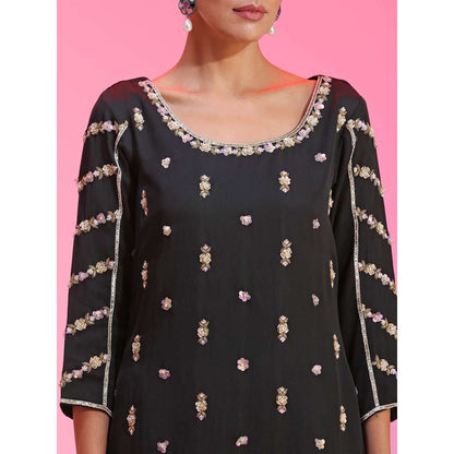 Kudi Pataka Designs Dharree-bl Black Kurti With Sharara & Dupatta (Set of 3)