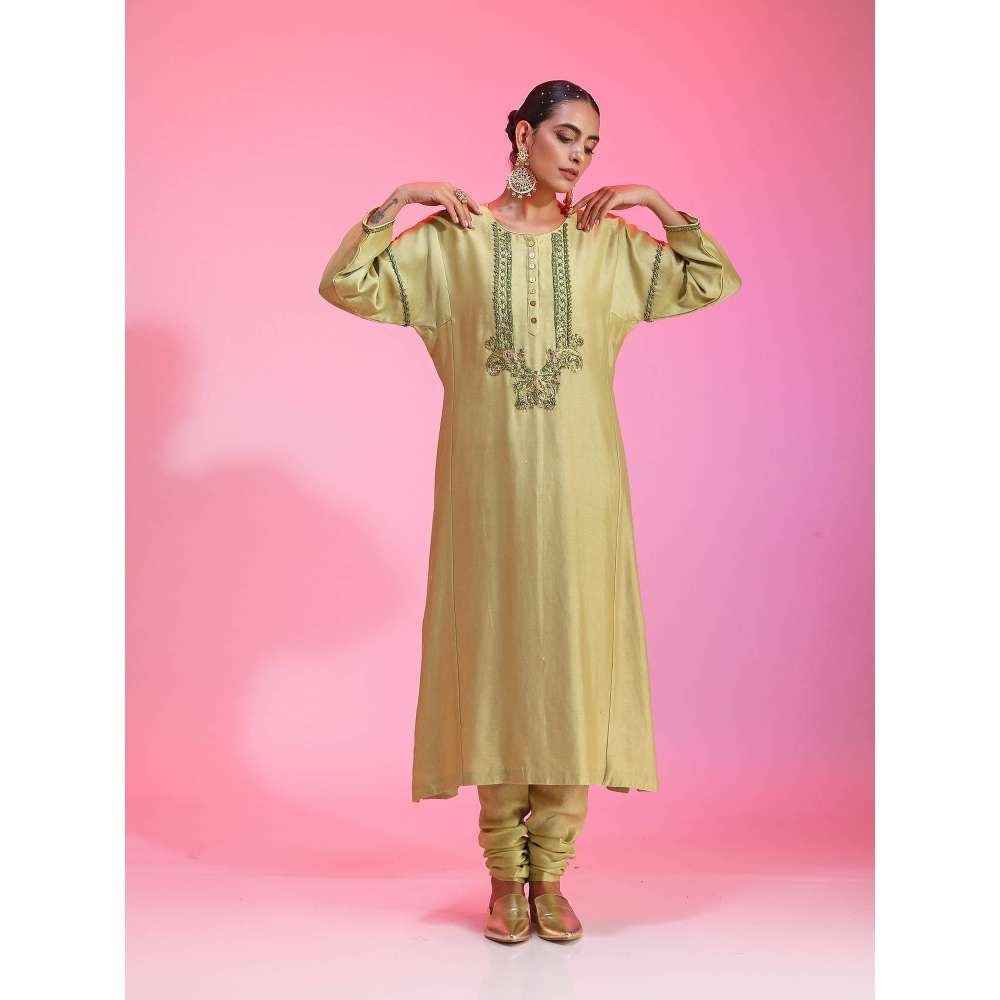Kudi Pataka Designs Lajjo-yg Green Kurta With Chudidar & Dupatta (Set of 3)