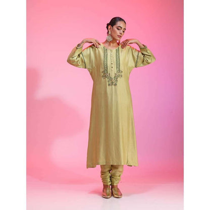 Kudi Pataka Designs Lajjo-yg Green Kurta With Chudidar & Dupatta (Set of 3)
