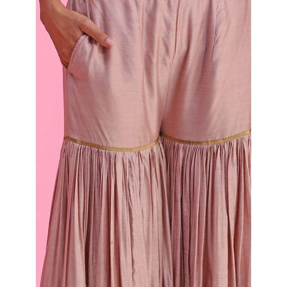 Kudi Pataka Designs Nadira-pi Pink Kurti With Sharara & Dupatta (Set of 3)