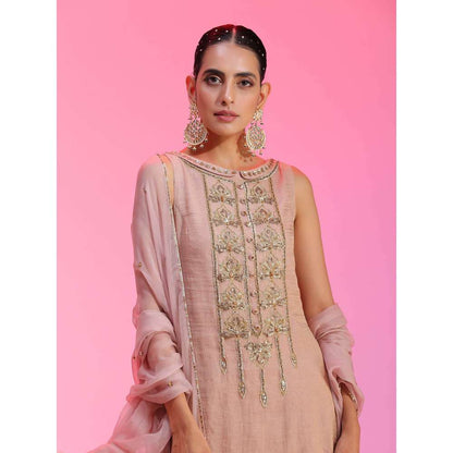 Kudi Pataka Designs Nadira-pi Pink Kurti With Sharara & Dupatta (Set of 3)