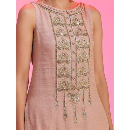Kudi Pataka Designs Nadira-pi Pink Kurti With Sharara & Dupatta (Set of 3)