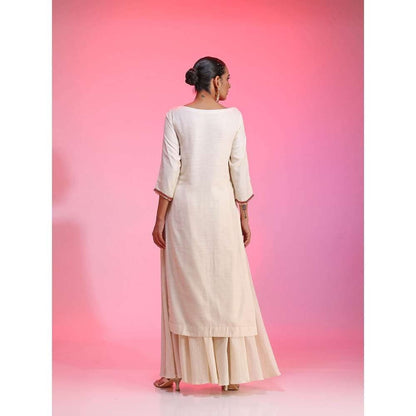 Kudi Pataka Designs Gul-iv Ivory Kurta With Sharara & Dupatta (Set of 3)